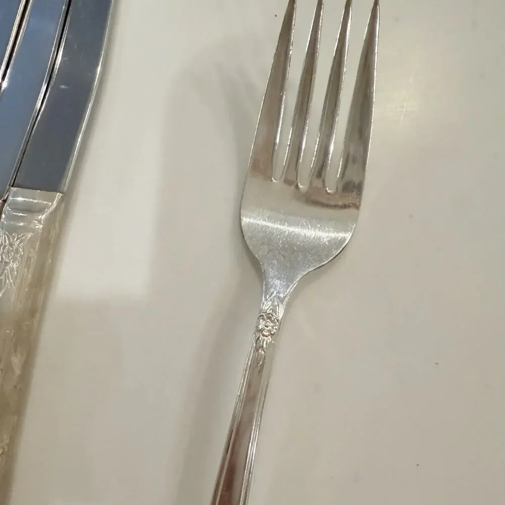 72pc International Silver Rogers Bros Silverplate 1950 Starlight Flatware Set 12